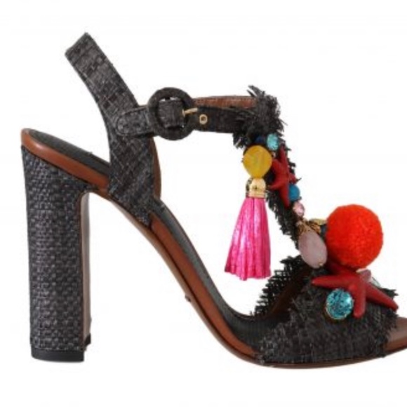 DOLCE & GABBANA Gray Straw MARINA Sea Star Sandals (Size US5/EU35) - Picture 2 of 2